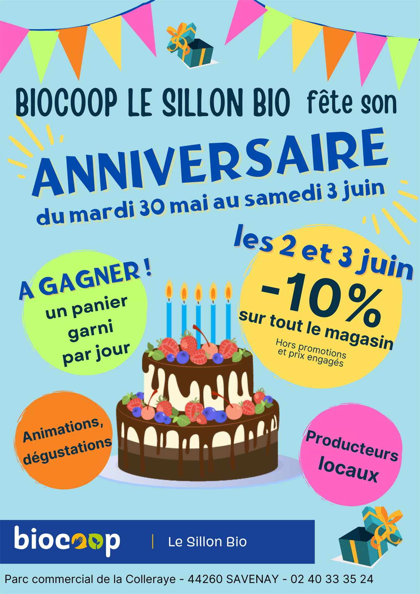 Du 30 mai au 3 juin, venez fêter l'anniversaire du Sillon Bio ! Du 30 mai au 3 juin, venez fêter l'anniversaire du Sillon Bio !