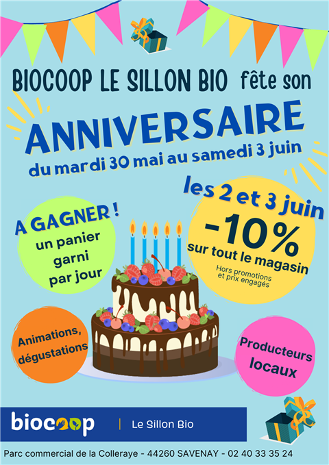 Du 30 mai au 3 juin, venez fêter l'anniversaire du Sillon Bio !